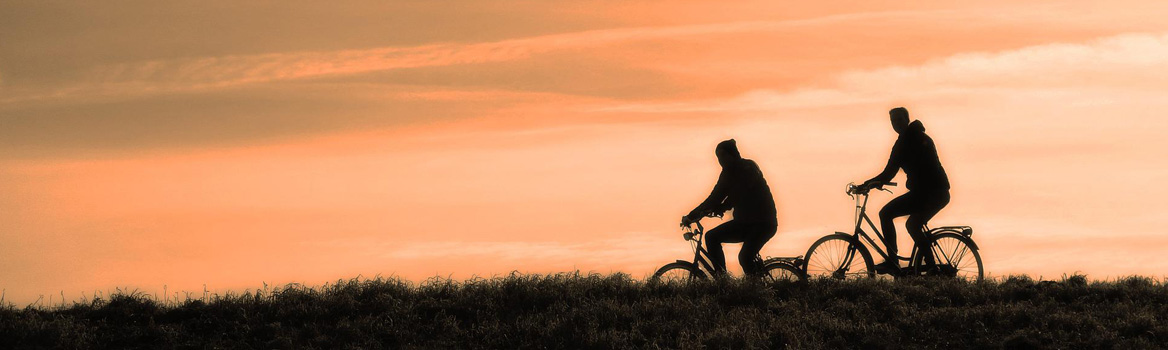 vélos au coucher du soleil
